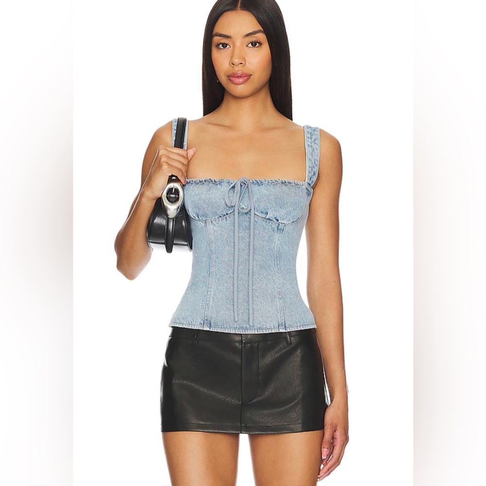 LIONESS Daydream Corset in Classic Denim XL